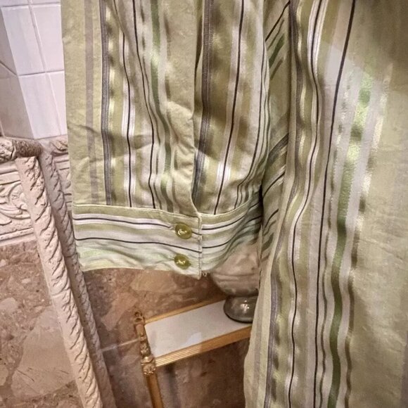 Jessi L. Size 1X. Green Stripe Cotton Blend. 3/4 Sleeve. Side Zipper. B4 - Picture 3 of 9